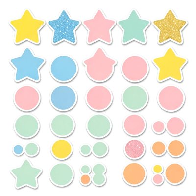 Arkusz naklejek — gwiazdki i kółka