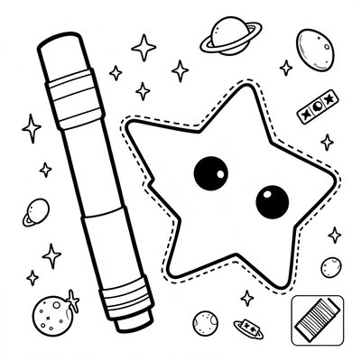 Kolorowanka: Miecz świetlny i maska-gwiazda