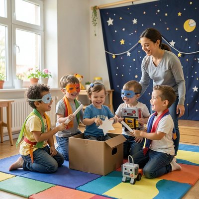 Scena: Dzieci podczas mini-przedstawienia (fotorealistyczne ujęcie inspiracyjne)