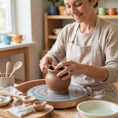 Garncarz pokazujący formowanie naczynia