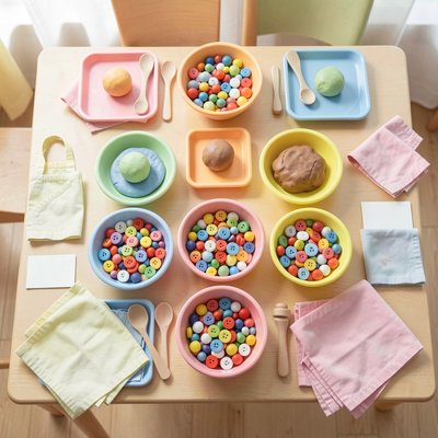 Scena stanowisk pracy w przedszkolu