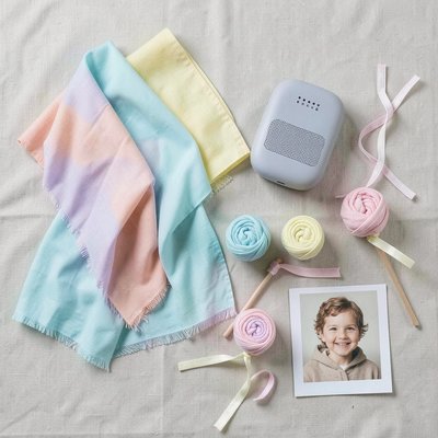 Flat lay materiałów — zestaw rekwizytów