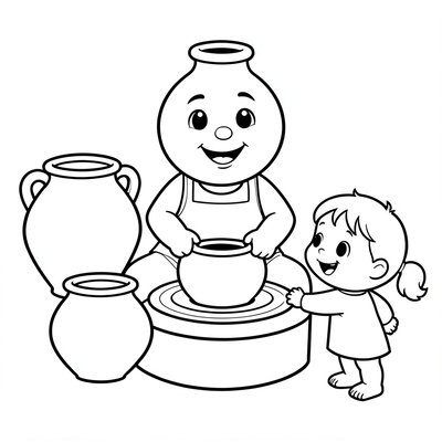 Kolorowanka: garncarz i garnuszki