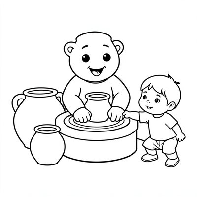 Kolorowanka: garncarz i garnuszki