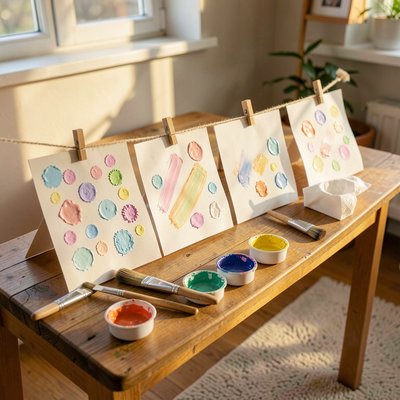 Kolaż — Gotowe 'powolne obrazy' suszące się