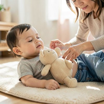 Relaksacja z pluszakiem — scena leząca