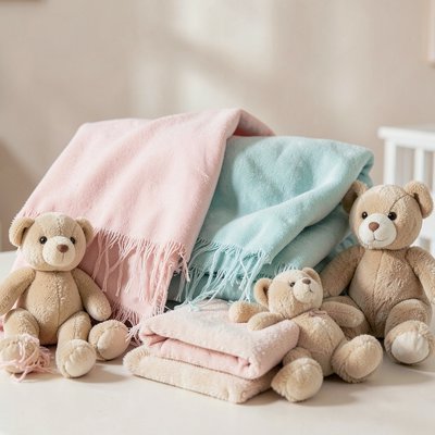 Zestaw rekwizytów — still life chusty i pluszaki