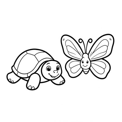 Żółwie i motylki — kolorowanka