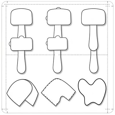 Szablony młotków i chustek