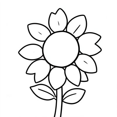 Kolorowanka — prosty kontur słonecznika
