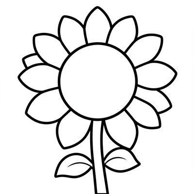 Kolorowanka — prosty kontur słonecznika
