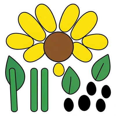 Szablon słonecznika — elementy do wycięcia