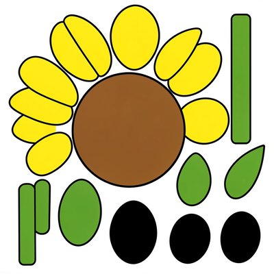 Szablon słonecznika — elementy do wycięcia