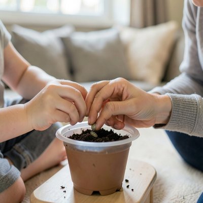 Sadzenie nasion z pomocą opiekuna