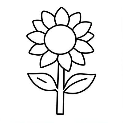 Prosty szablon słonecznika do kolorowania