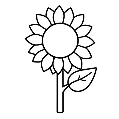 Prosty szablon słonecznika do kolorowania