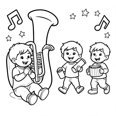 Kolorowanka — Tuba i mali muzycy