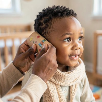 Kącik sensoryczny — słuchanie rolki (fotorealistyczne)