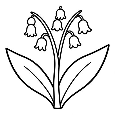 Kolorowanka — konwalie do wypełniania farbą lub kredkami