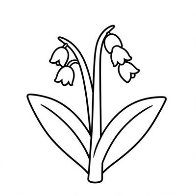 Kolorowanka — konwalie do wypełniania farbą lub kredkami