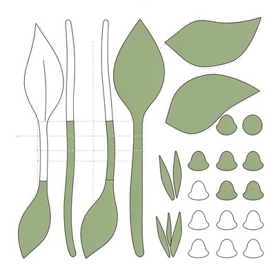 Szablon do wycięcia — łodygi i liście