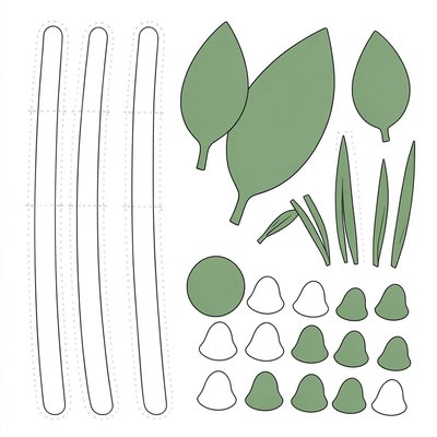 Szablon do wycięcia — łodygi i liście