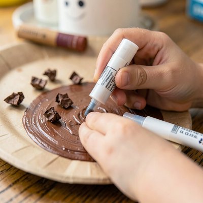 Krok 2 — doklejanie „kaszy” (klej w sztyfcie)