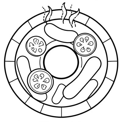 Kolorowanka – talerzyk z grillem (Coloring)