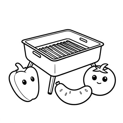 Kolorowanka: Grill i warzywa