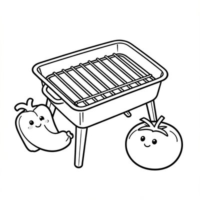 Kolorowanka: Grill i warzywa