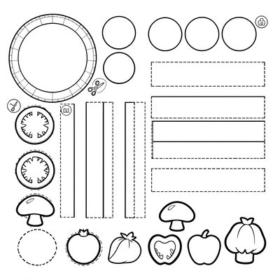 Szablony do wycięcia — części grilla i szaszłyków
