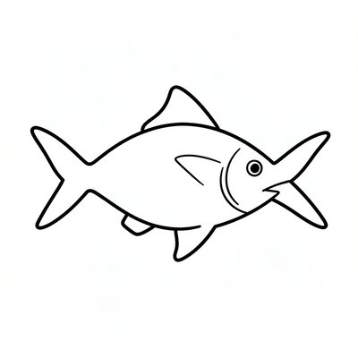 Szablon do druku: Sylwetka tuńczyka (do wycinania)