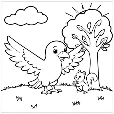Kolorowanka - Orzeł i przyjaciele