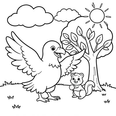 Kolorowanka - Orzeł i przyjaciele