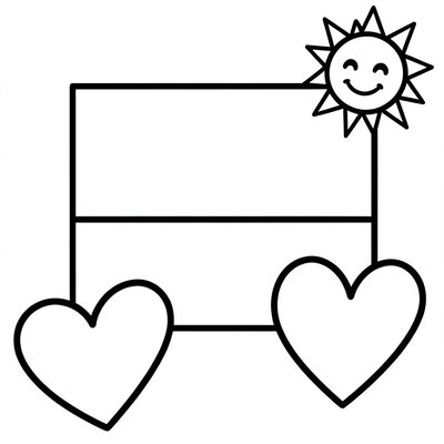 Kolorowanka: flaga i serduszka