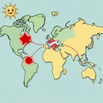 Mapa uproszczona — Polska i „tam daleko”
