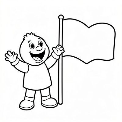 Kolorowanka: Pucinek i flaga-serce