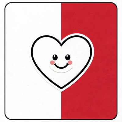 Szablon pocztówki - flaga z sercem