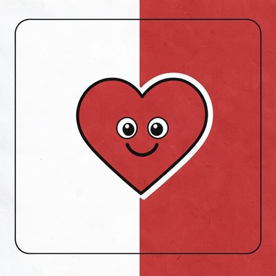 Szablon pocztówki - flaga z sercem