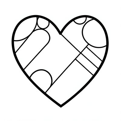 Kolorowanka: wielkie serce (linia gruba)