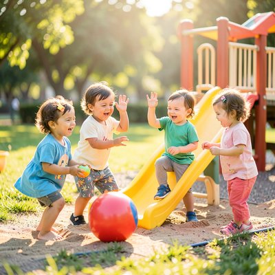 Obrazek: Dzieci bawiące się na podwórku