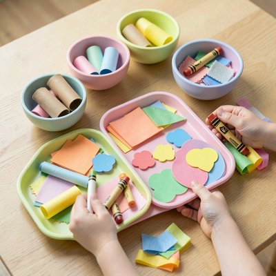 Zdjęcie aranżacji materiałów na tackach