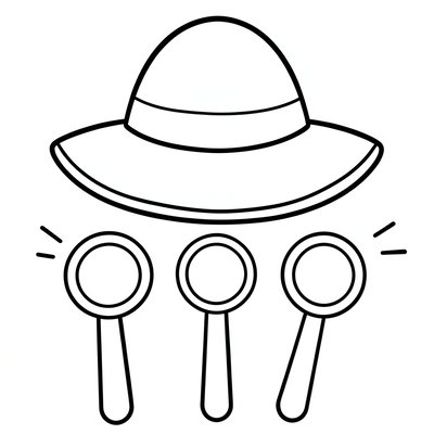 Kolorowanka — Kapelusz i różdżki