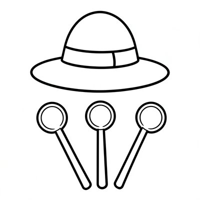 Kolorowanka — Kapelusz i różdżki