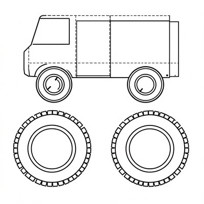 Szablon: Podwozie i koła do wycięcia
