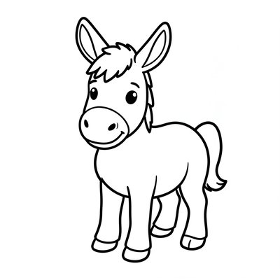 Kolorowanka konturowa osiołka