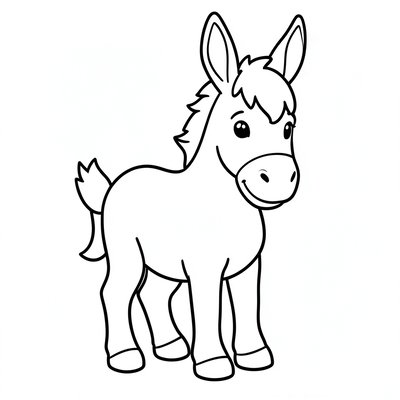 Kolorowanka konturowa osiołka
