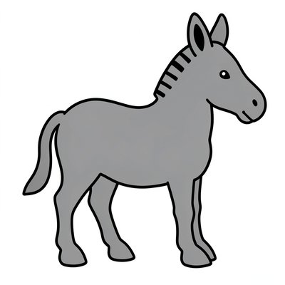 Prosty szablon sylwetki osła (kontur)