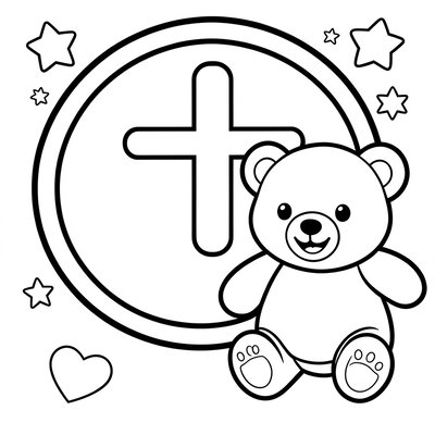 Kolorowanka — prosty znaczek i miś