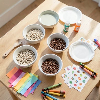 Zdjęcie materiałów sensorycznych na stole